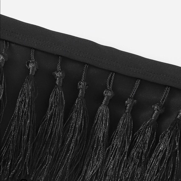 ❤️ LAST ONE! Black Off Shoulder Tassel Bikini Set - Picture 4 of 11